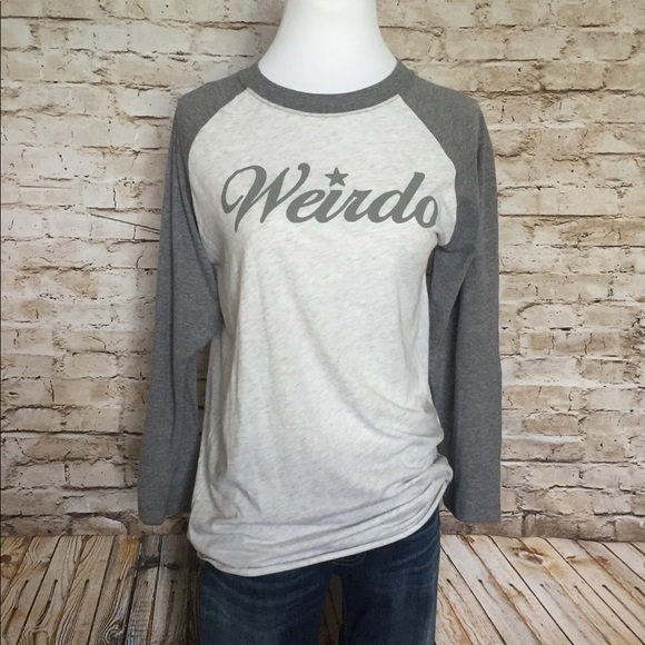 Next Level Apparel Tops - 2/$20 Cute gray “weirdo” raglan tee